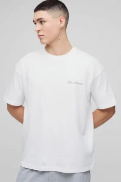 Discount boohooMAN Oversized Abstract Box Graphic T-Shirt white