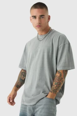Best boohooMAN Oversized Acid Wash T-Shirt forest