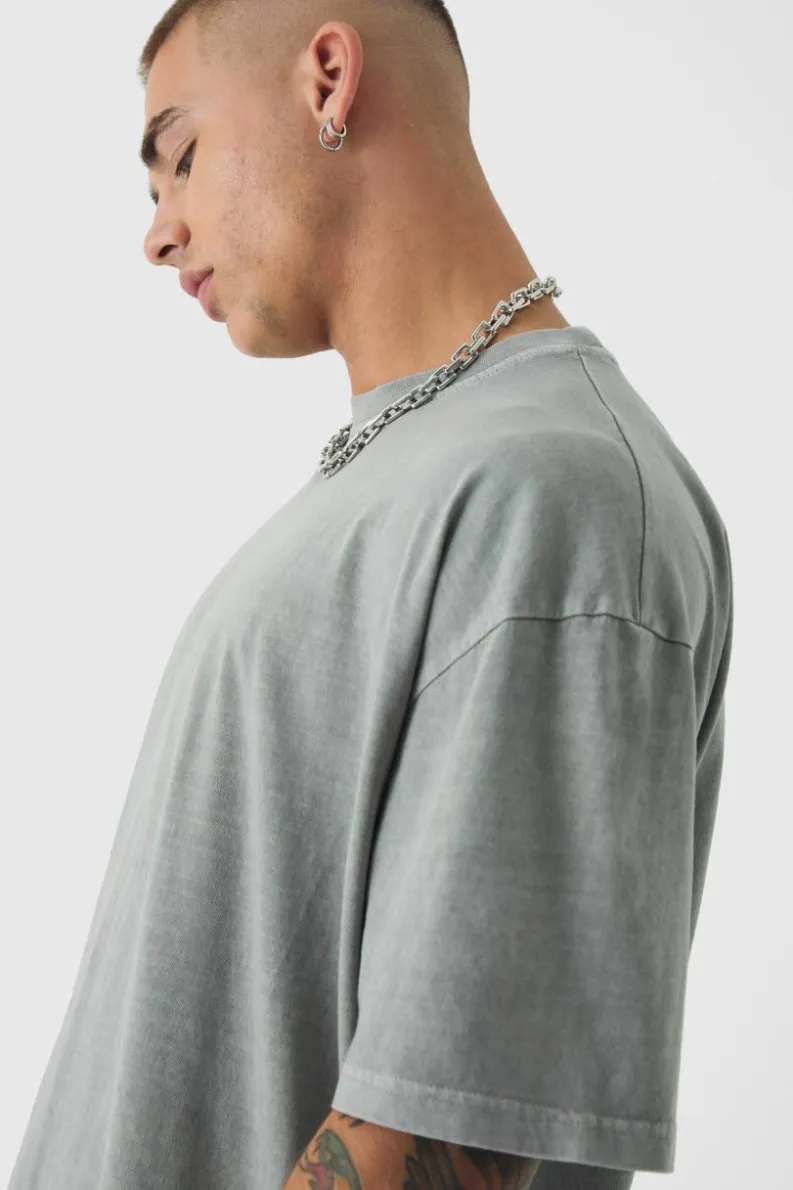 Best boohooMAN Oversized Acid Wash T-Shirt forest