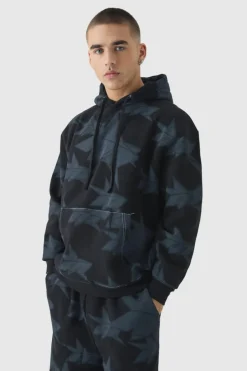 Cheap boohooMAN Oversized All Over Star Print Hooded Tracksuit black