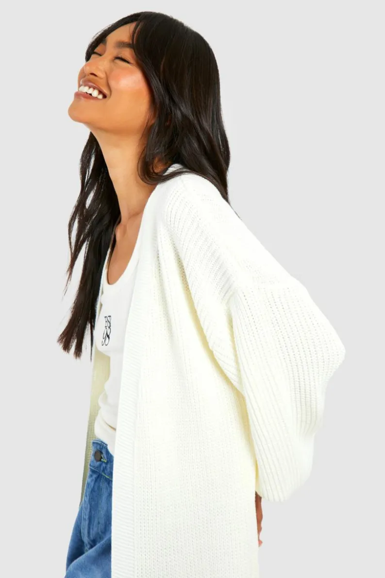 Flash Sale boohoo Oversized Balloon Sleeve Cardigan cream