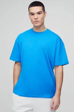 Cheap boohooMAN Oversized Basic Crew Neck T-shirt cobalt