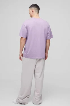 Shop boohooMAN Oversized Basic Crew Neck T-shirt purple