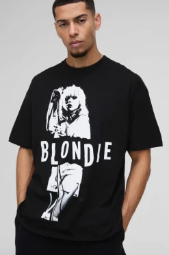 Cheap boohooMAN Oversized Blondie License Print T-Shirt black