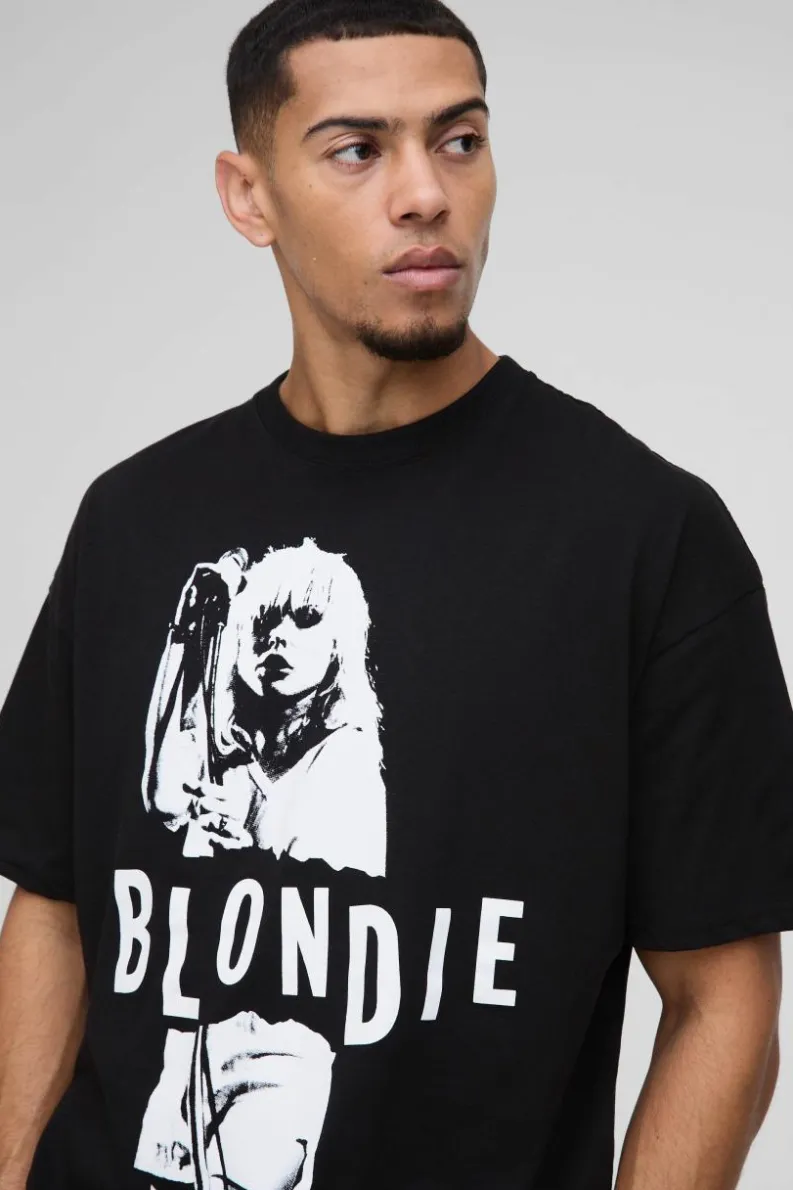 Cheap boohooMAN Oversized Blondie License Print T-Shirt black