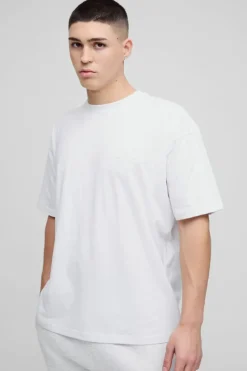 Flash Sale boohooMAN Oversized BM Signature Embroidered Crew Neck T-shirt white