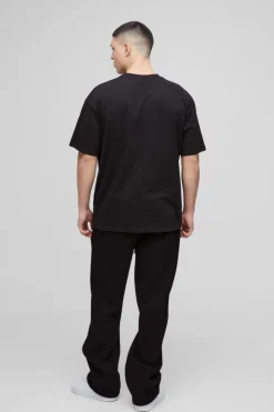 New boohooMAN Oversized BM Signature Embroidered Crew Neck T-shirt black