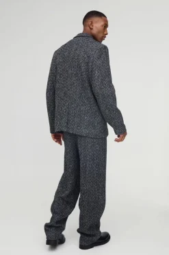 Cheap boohooMAN Oversized Boucle Boxy Blazer black