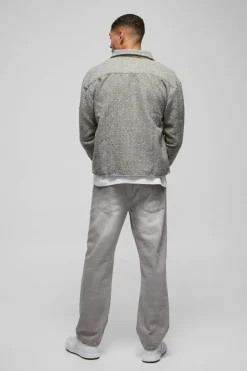 Outlet boohooMAN Oversized Boucle Overshirt khaki