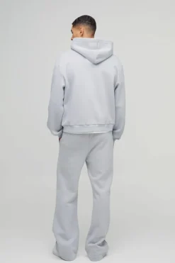 Flash Sale boohooMAN Oversized Boxy All Over Heart Printed Zip Through Hoodie grey