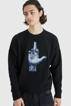 Hot boohooMAN Oversized Boxy Badge Detail Brushed Jumper black
