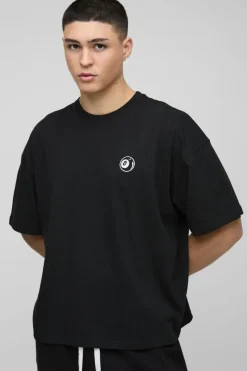 Online boohooMAN Oversized Boxy 8 Ball Embroidered T-Shirt black