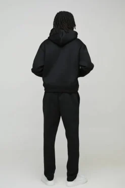 Discount boohooMAN Oversized Boxy Bonded Scuba Hoodie black