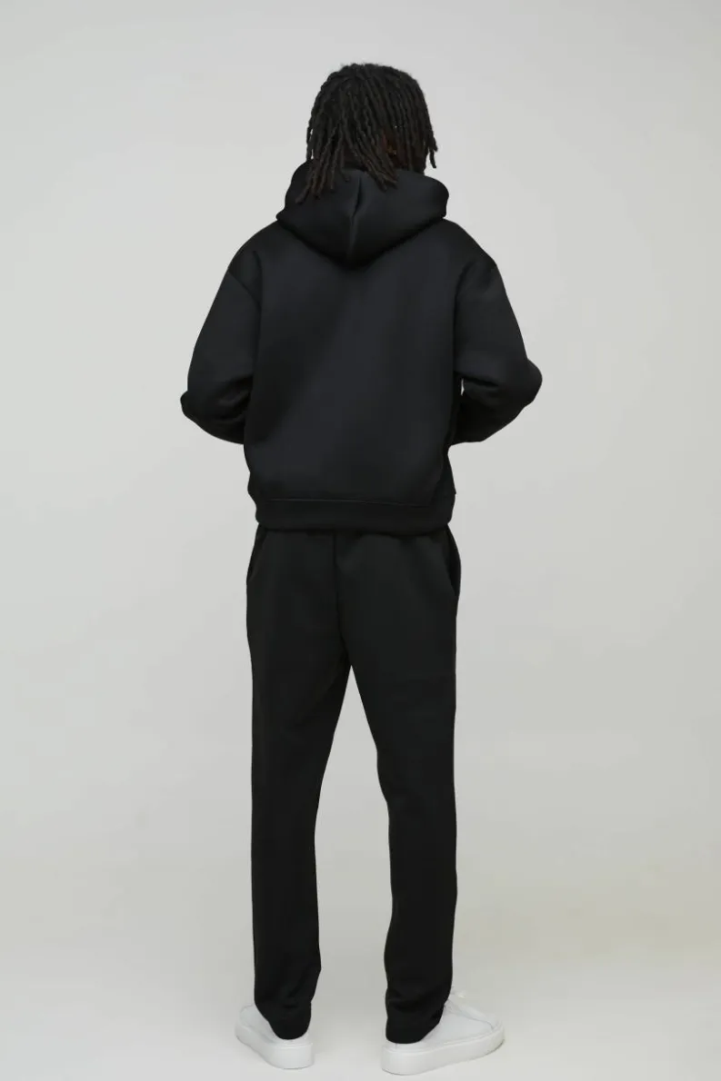 Discount boohooMAN Oversized Boxy Bonded Scuba Hoodie black