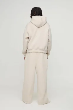 Sale boohooMAN Oversized Boxy Bonded Scuba Hoodie stone