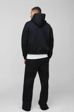 Best Sale boohooMAN Oversized Boxy Bonded Scuba Split Hem Tracksuit black