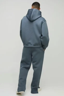Flash Sale boohooMAN Oversized Boxy Bonded Scuba Split Hem Tracksuit slate