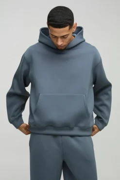 Flash Sale boohooMAN Oversized Boxy Bonded Scuba Split Hem Tracksuit slate
