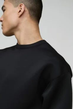 Fashion boohooMAN Oversized Boxy Bonded Scuba Sweatshirt black