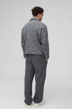 Flash Sale boohooMAN Oversized Boxy Boucle Harrington Jacket grey