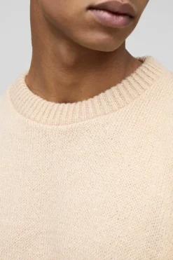 Discount boohooMAN Oversized Boxy Brushed Knitted Jumper sand