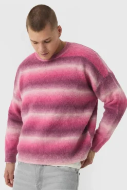 Clearance boohooMAN Oversized Boxy Brushed Ombre Knitted Jumper pink