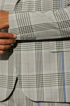 Shop boohoo Oversized Boxy Check Contrast Stitch Suit grey