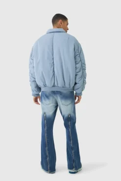 Sale boohooMAN Oversized Boxy Collared Bomber Jacket In slate