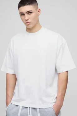 Clearance boohooMAN Oversized Boxy Extended Neck T-shirt white