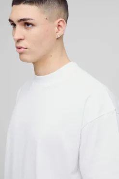 Clearance boohooMAN Oversized Boxy Extended Neck T-shirt white