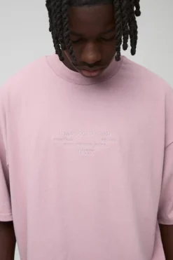 Store boohooMAN Oversized Boxy Extended Neck Peached Heavyweight T-shirt mauve