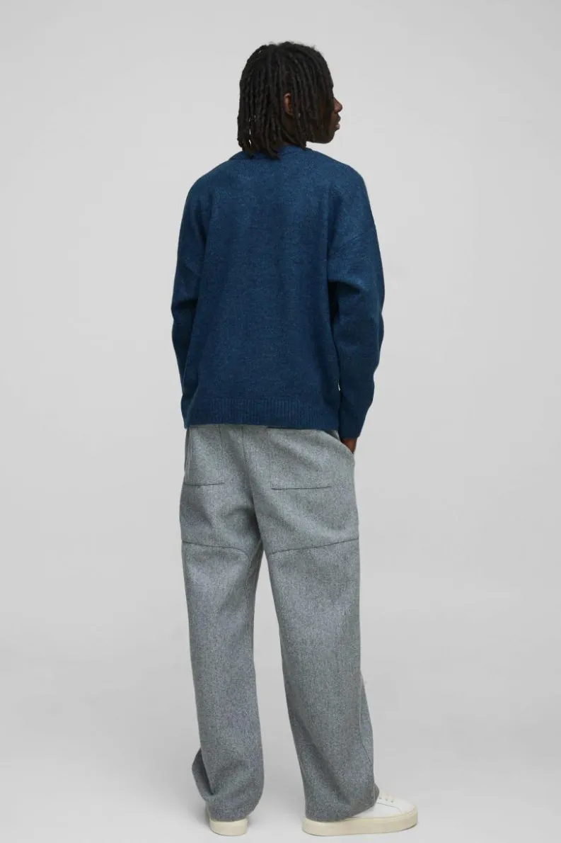 Store boohooMAN Oversized Boxy Extended Neck Brushed Knit Jumper navy