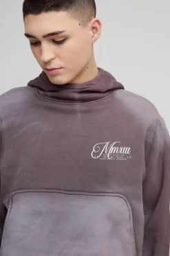 New boohooMAN Oversized Boxy Funnel Neck Seam Detail Hoodie coffee