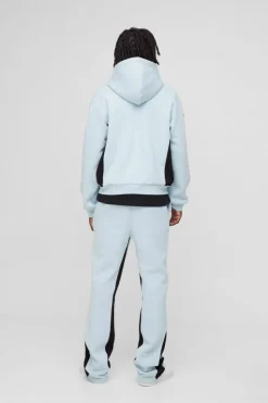 Best boohooMAN Oversized Boxy Gothic Homme Printed Gusset Tracksuit blue