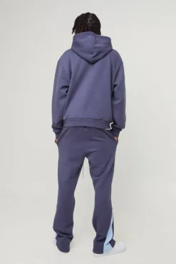 Cheap boohooMAN Oversized Boxy Graffiti 13 Varsity Zip Through Hoodie purple
