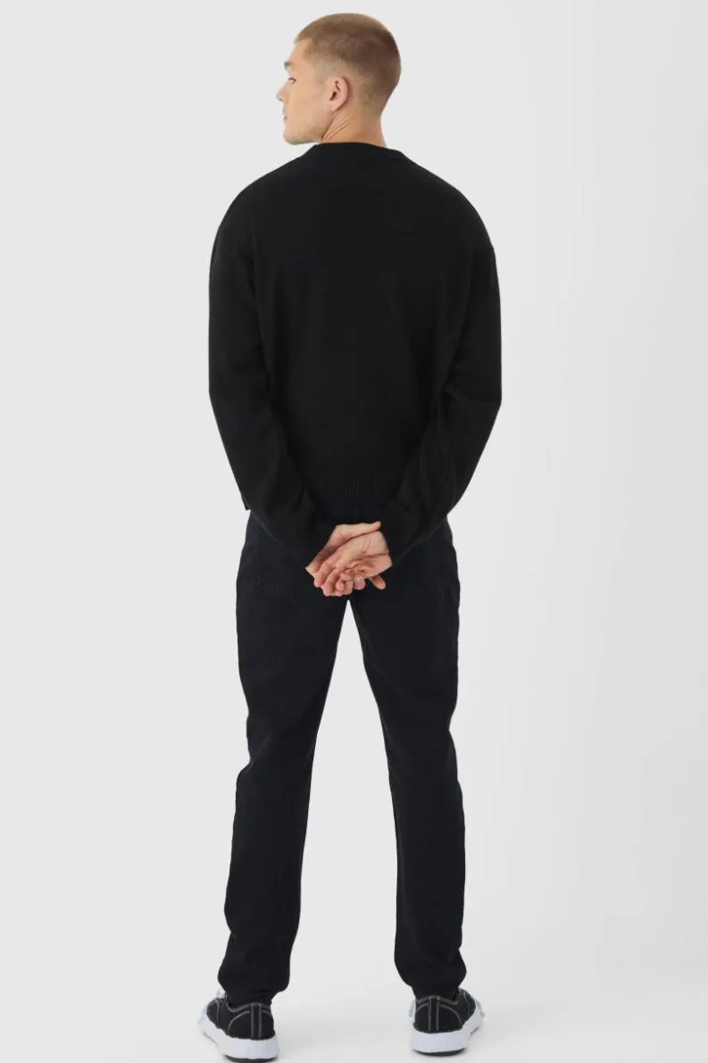 Store boohooMAN Oversized Boxy Heart Jumper black