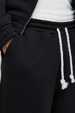 Hot boohooMAN Oversized Boxy Heart Printed Double Waistband Zip Through Hooded Tracksuit black