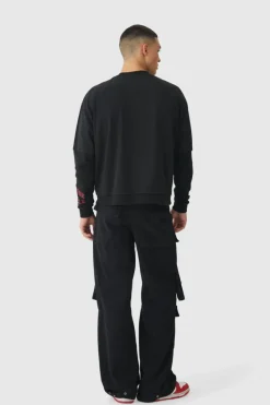 Cheap boohooMAN Oversized Boxy Heavy Waffle Faux Layer T-shirt black