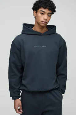 Store boohooMAN Oversized Boxy Heavyweight Bound Hoodie charcoal