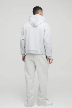 Cheap boohooMAN Oversized Boxy Heavyweight Interlock Hoodie light grey