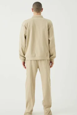 Hot boohooMAN Oversized Boxy Heavyweight Ribbed Harrington Set stone