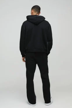 Flash Sale boohooMAN Oversized Boxy Homme Paint Splatter Homme Zip Through Tracksuit black