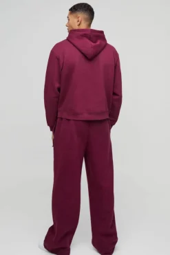 Sale boohooMAN Oversized Boxy Homme Printed Hoodie burgundy