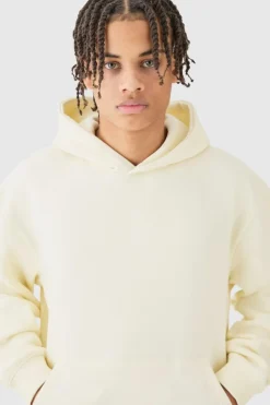 Outlet boohooMAN Oversized Boxy Hooded Cargo Tracksuit ecru