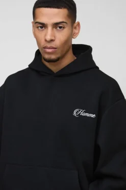 Flash Sale boohooMAN Oversized Boxy Hoodie & Raw Hem Cargo Gusset Jogger Tracksuit black