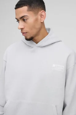 Fashion boohooMAN Oversized Boxy Hoodie & Wide Leg Tie Cuff Tracksuit grey marl