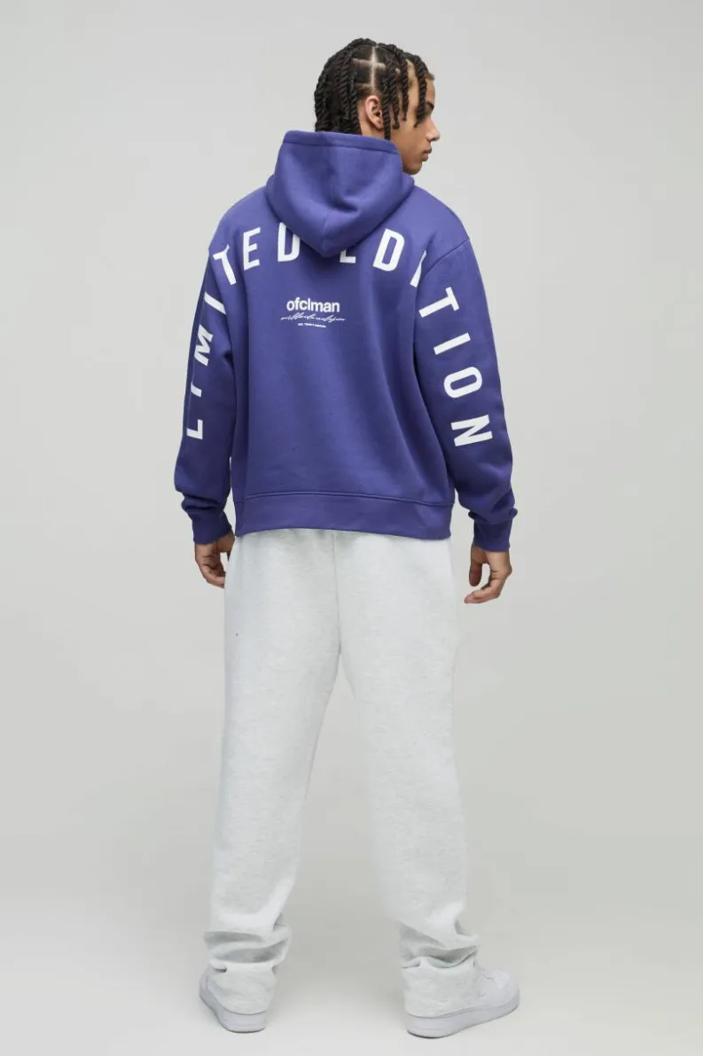 Cheap boohooMAN Oversized Boxy Large Scale Limited Hoodie cobalt