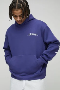 Cheap boohooMAN Oversized Boxy Large Scale Limited Hoodie cobalt