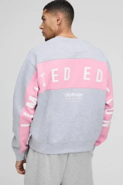 Store boohooMAN Oversized Boxy Large Scale Limited Panel Sweatshirt grey marl