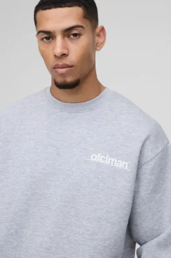 Store boohooMAN Oversized Boxy Large Scale Limited Panel Sweatshirt grey marl